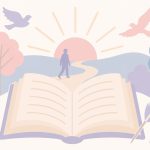 Illustration lecture linéaire Demain dès l'aube - livre ouvert chemin vers l'aube