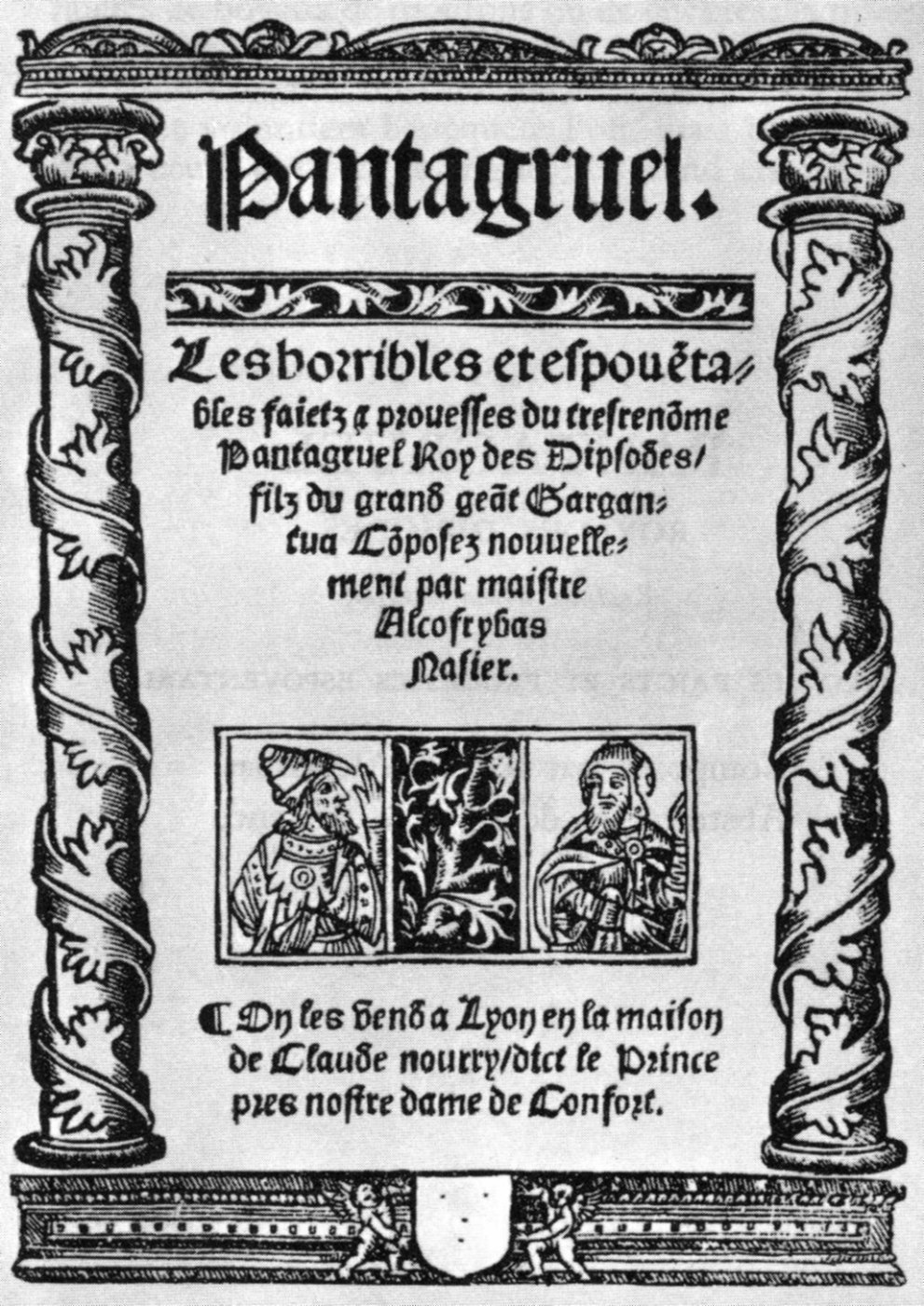 Page de titre du Pantagruel de Rabelais imprimé à Lyon en 1532