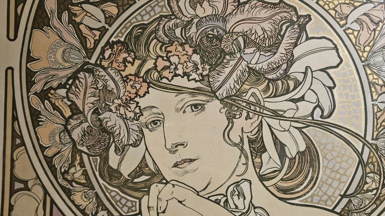 Détail d'une œuvre d'Alphonse Mucha photographiée à l'exposition Mucha de Lyon