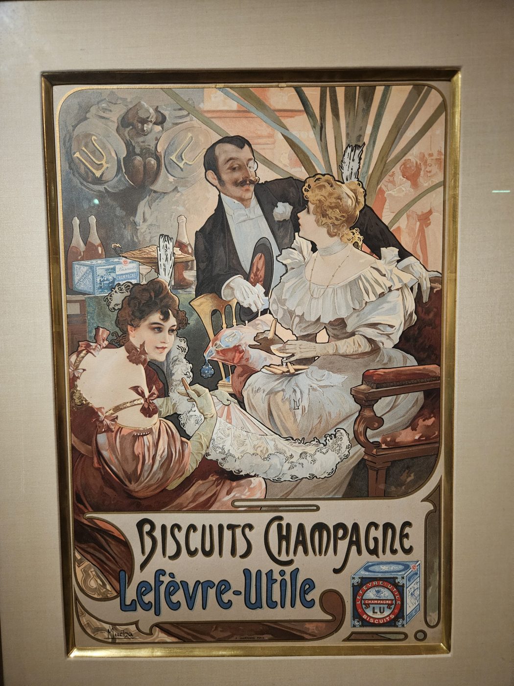 Affiche Biscuits Champagne Lefèvre-Utile d'Alphonse Mucha, exposition Mucha Lyon