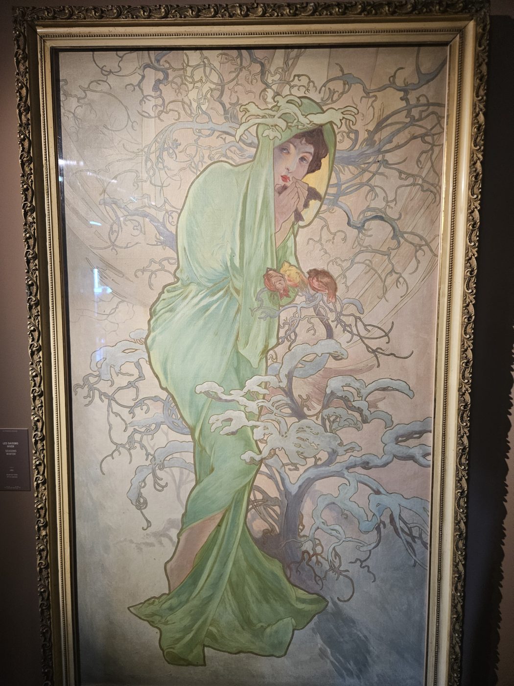 L'Hiver, panneau des Saisons d'Alphonse Mucha exposé à Lyon